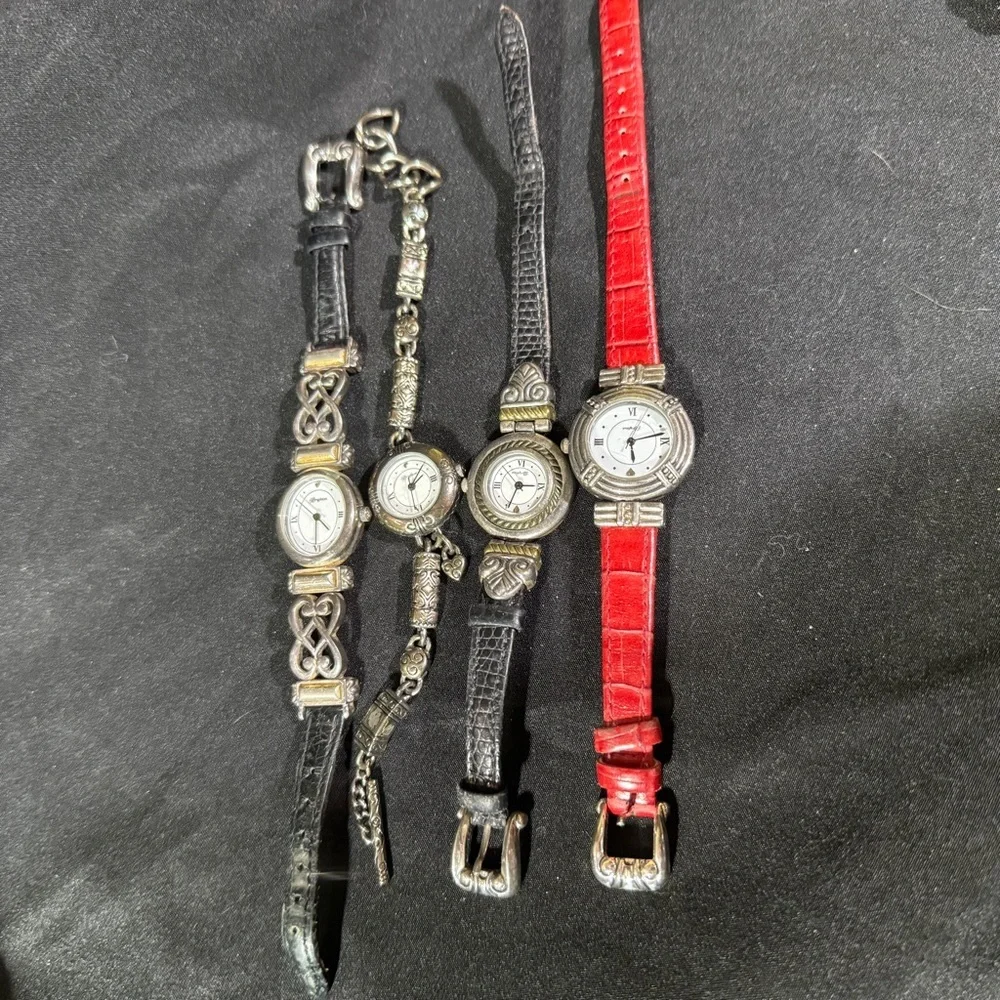Brighton, vintage, Silver and Red Watch Collection, lot of 4
